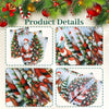 A close-up of an Autumn Harvest fireplace mantel scarf featuring deer, Santa figures, maple leaves, and pumpkins.