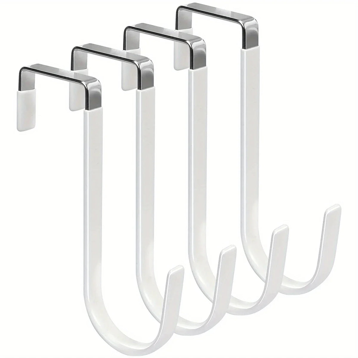 A set of heavy-duty door hangers with a scratch-protective rubber coating, shown in white.