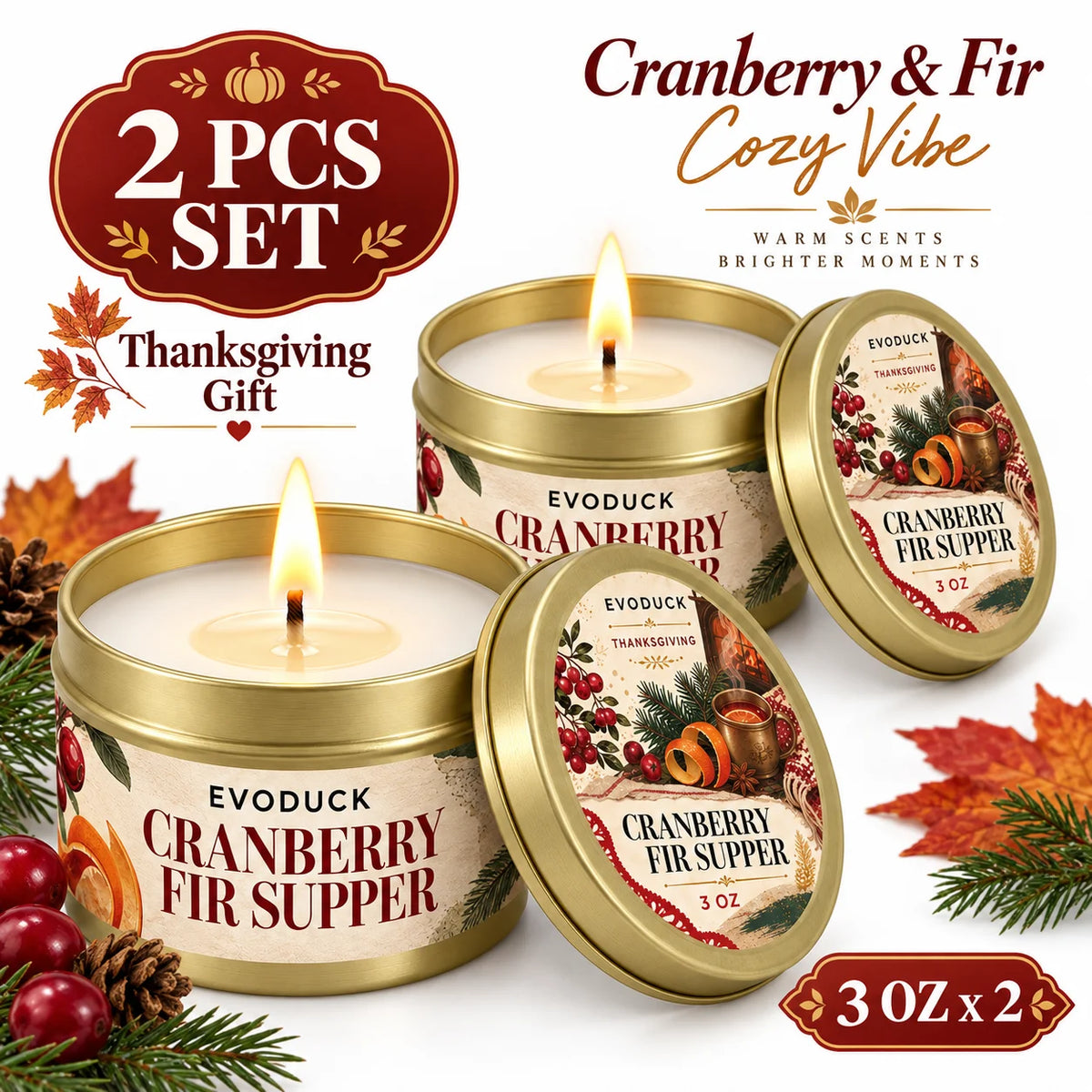 Orange Loaf Scented Candle Set in Gold Tins (4-Pack)