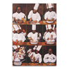 A vertical canvas print featuring a series of vintage illustrations depicting men preparing cocktails and mixing drinks.
