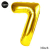 A single gold foil number balloon shaped like the digit 7.
