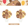 A set of 18 balloons featuring cute capybara designs for a birthday party decoration kit.