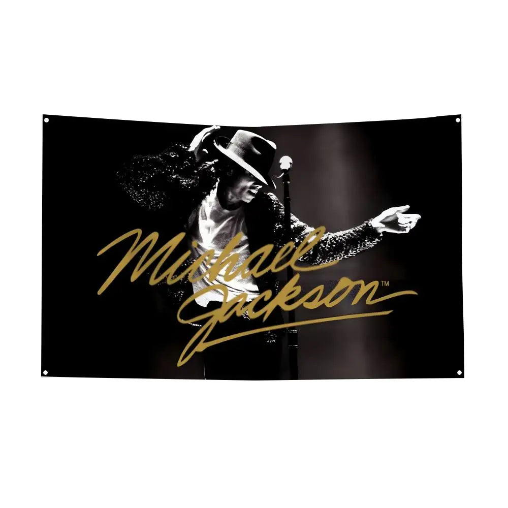A black and white photo of Michael Jackson performing, featuring his iconic look and silhouette.