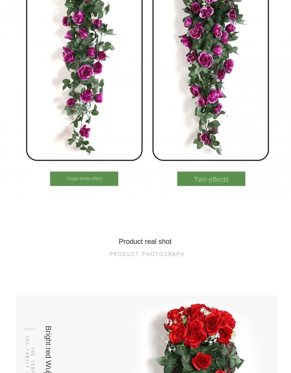 Silk Rose Hanging Vine - Faux Flower Garland for Home Décor