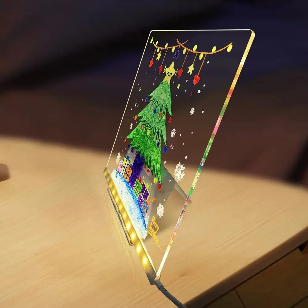 Illuminated Acrylic Drawing Board with Colorful Pens