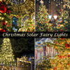 Christmas solar fairy lights featuring various decorative styles and lighting modes.