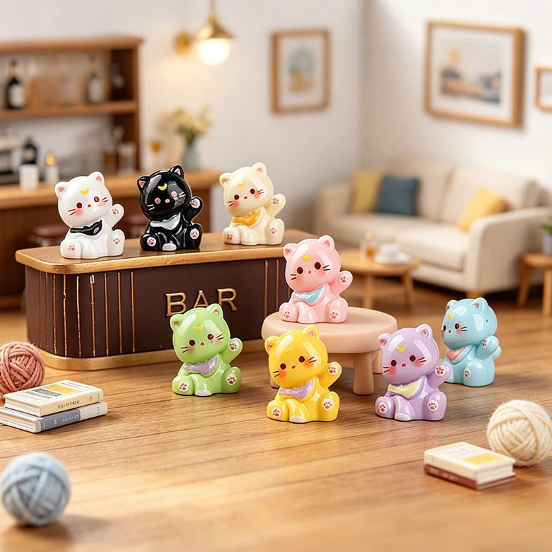 A collection of colorful Kawaii 3D resin animal keychains displayed on a wooden surface.