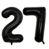 A set of two giant black foil balloons shaped like the number 27