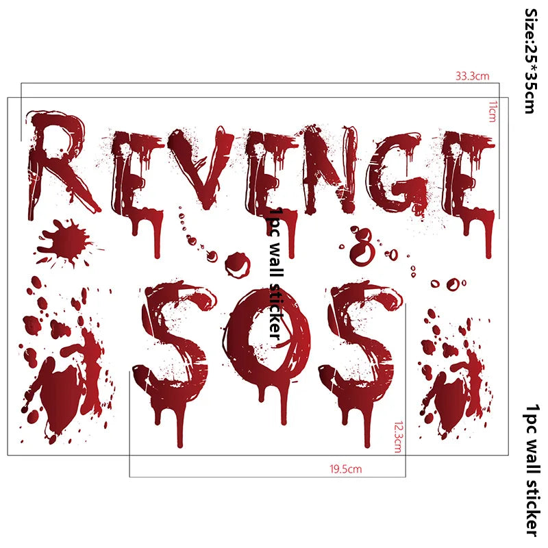 Halloween Bloodstain Sticker Set with Handprints, Footprints & Skulls