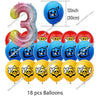 A set of 18 balloons featuring a character design, including pink and blue balloons.