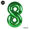 A shiny green foil number balloon shaped like the number 8, measuring 32 inches.