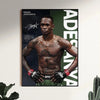 A portrait of Israel Adesanya in a UFC fighting stance, displayed as motivational canvas wall art.