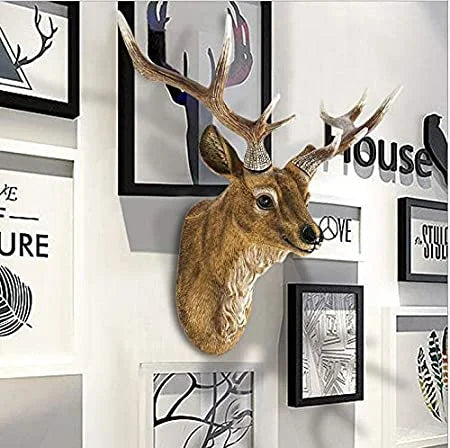 Rustic Faux Deer Head Wall Décor with Antlers