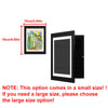 A black magnetic front opening art display frame with a green dinosaur illustration.