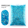 Bag of bright blue resin rhinestones for crafting