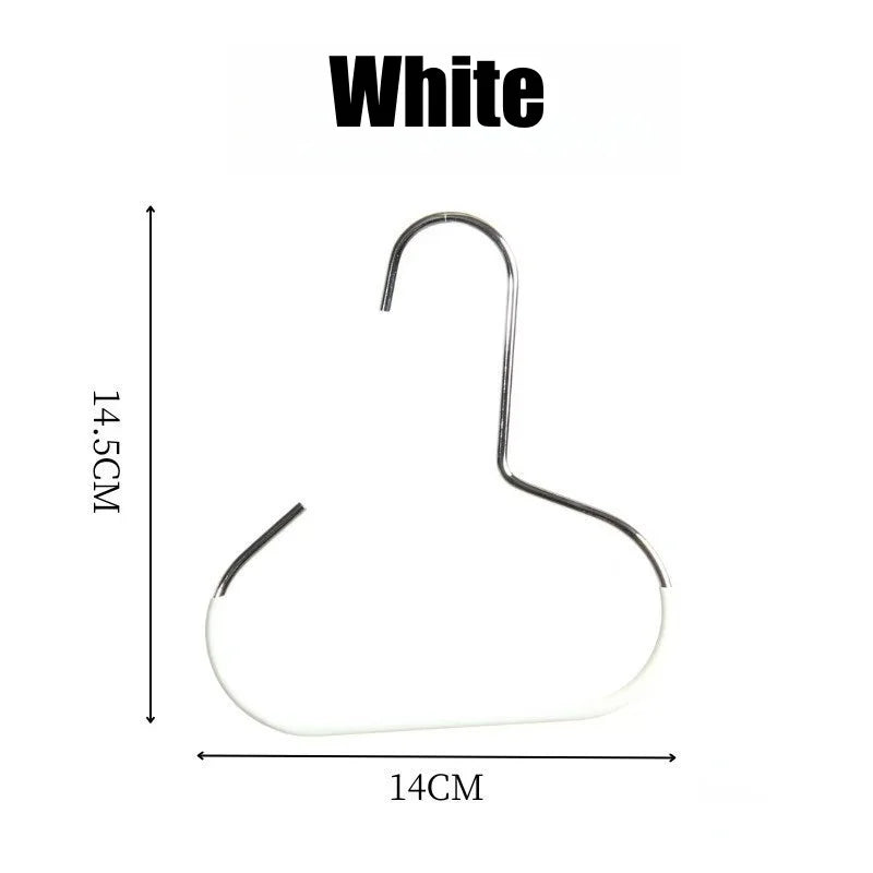 A white manganese steel round hook used for hanging hats, ties, scarves, and bags.