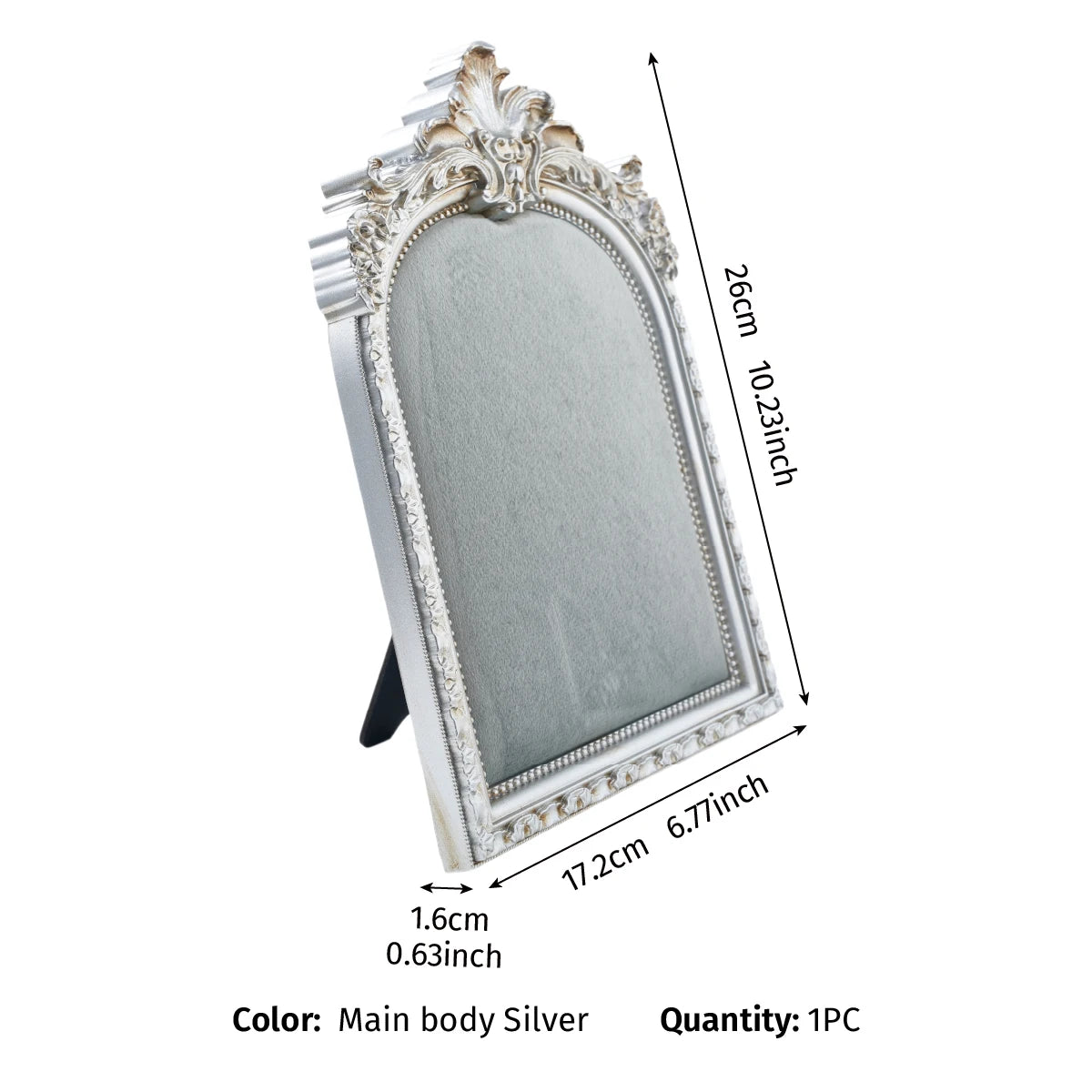 European-Style Velvet Jewelry Display Stand with Silver-Plated Floral Detail
