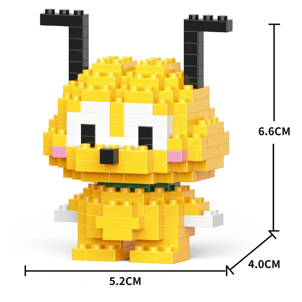 A yellow Animal Micro Building Block set model kit featuring a stylized creature with black ears and white facial markings.