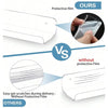 Comparison showing a protective film applied to an acrylic storage rack versus one without.