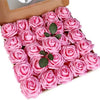 A box filled with pink foam roses for wedding and home décor
