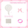 A set of five white Bobo balloons, pink ribbon bows, and a pink latex balloon ring for celebrations.