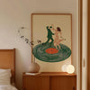 A canvas print featuring a stylized illustration of a couple dancing on a vinyl record, framed in wood.