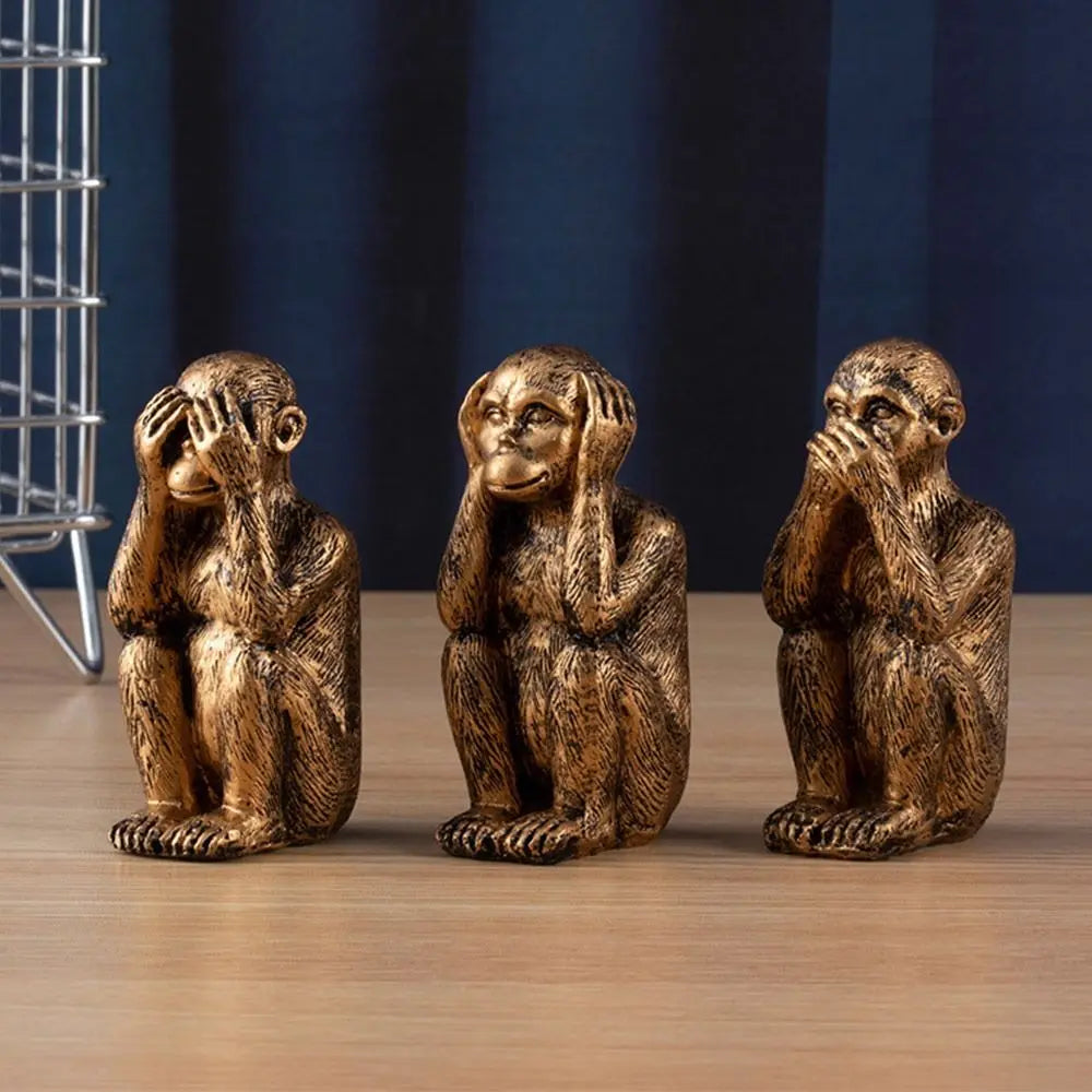 Three Wise Monkeys Resin Figurine Set