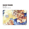 A Dragon Ball Super Saiyan card skin sticker featuring a fierce character with blonde hair and intense expression.