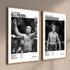 Arte en lienzo enmarcado con fotos en blanco y negro de leyendas del boxeo BJ Penn y Tony 'El Cucuy' Ferguson