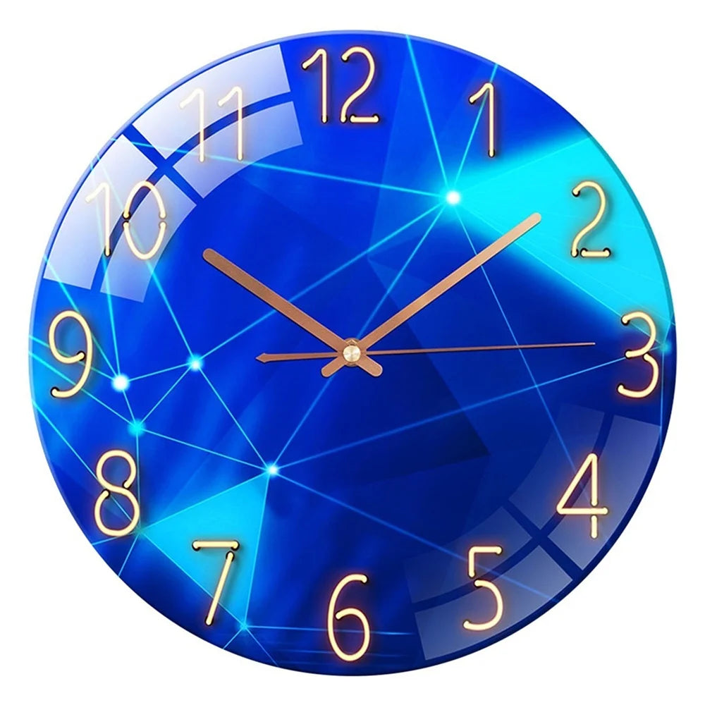 Modern Geometric Glass Wall Clock with Silent Quartz Movement
