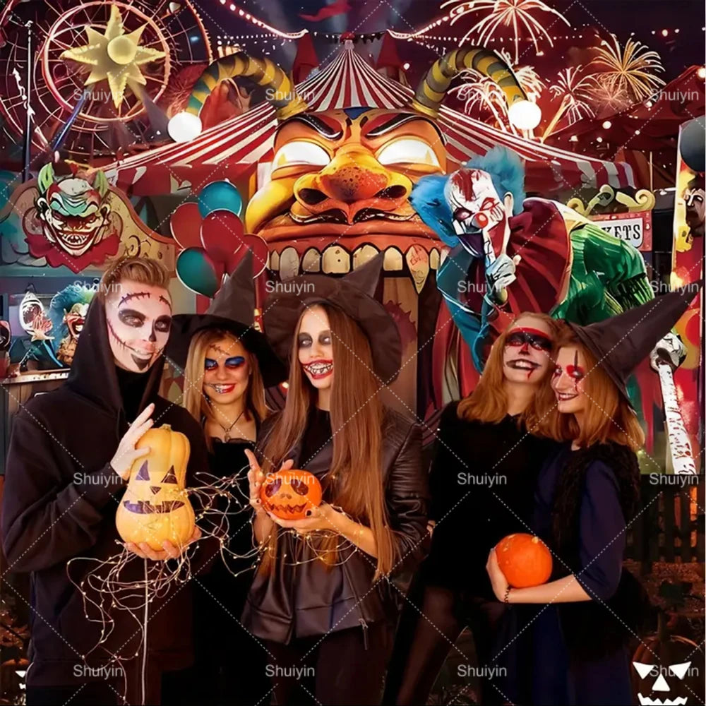Evil Clown Circus Halloween Photography Backdrop