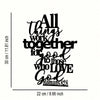 Black script text reads All things work together for good to those who love God Romans 8:28