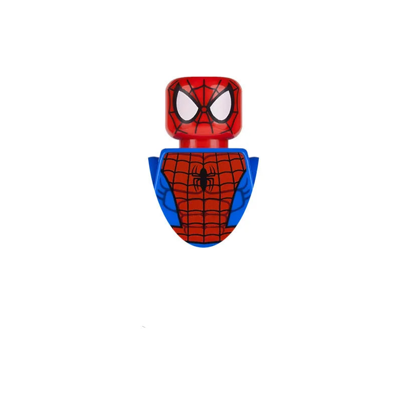 A red and blue Spider-Man icon building block set for collectors.