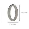 A silver magnetic house number shaped like the numeral zero, measuring 7.0cm (2.76in) by 4.3cm (1.69in).