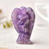 Hand-carved amethyst angel crystal figurine with purple translucent facets