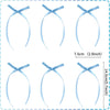 Three sets of light blue ribbon bow cake toppers shown in different sizes and orientations.