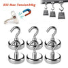 A set of stainless steel magnetic hooks for organization, showing various sizes and applications.