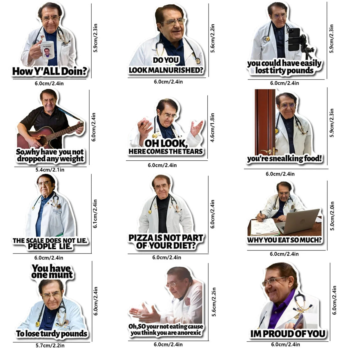 A set of funny doctor's guidelines fridge magnets featuring humorous medical advice and scenarios.