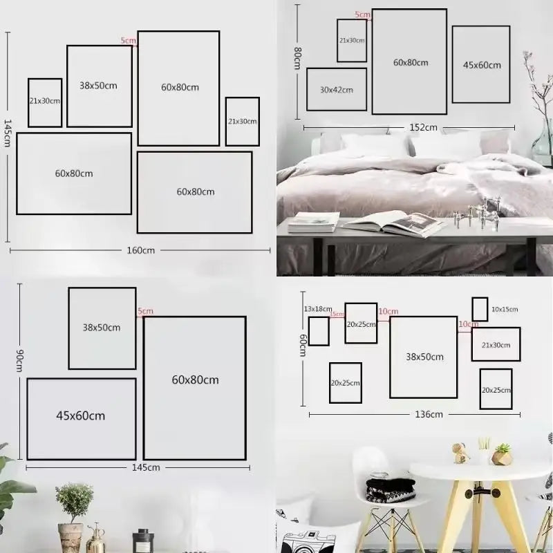 A collection of framed Hunter x Hunter anime canvas wall art displayed on a white wall.