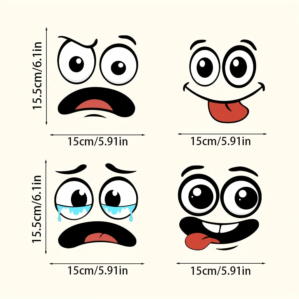 A set of cartoon face stickers showing various exaggerated facial expressions like surprised, sad, and happy faces.