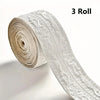 Three rolls of white self-adhesive PE foam edge banding trim for walls, ceilings, and door frames