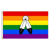 A horizontal rainbow pride flag with seven colored stripes: red, orange, yellow, green, blue, indigo, and violet.