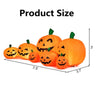 A collection of orange inflatable Halloween pumpkins showing various sizes and dimensions.