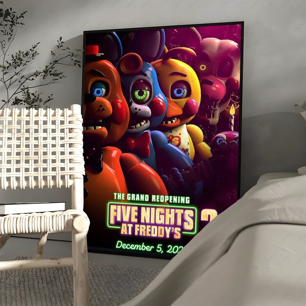 A canvas wall art poster featuring stylized animatronic characters from Five Nights at Freddy's