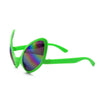 Green alien sunglasses with a vibrant, iridescent lens