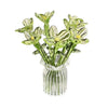 Hand-blown glass flower bouquet with yellow blooms in a small clear glass vase