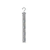 A gray hanging hat organizer rack with multiple hooks for closet storage.