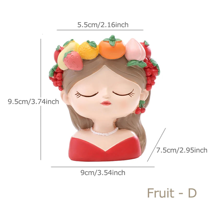 Resin Cartoon Girl Flower Planter