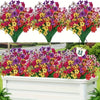A set of 12 UV resistant outdoor artificial flowers featuring vibrant mixed colors like pink, purple, yellow, and red.