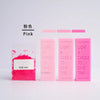 Pink colorants in various shades of pink displayed next to a pink box labeled Pink